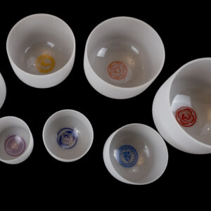 Set of 7 Chakra Quartz Crystal Singing Bowls, 6''-12'', 432Hz