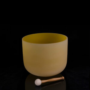 10" Frosted Yellow Coloured Crystal Singing Bowl -Note E - Solar Plexus Chakra