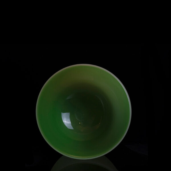 9" Frosted Green Coloured Crystal Singing Bowl - Note F