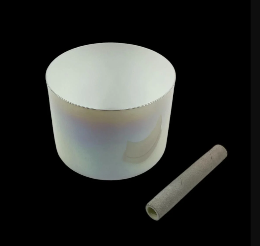 Alchemy White Cosmic Light Common shape 8 inch crystal singing bowl-note F- 440 HZ