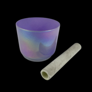 8" White Cosmic Light Alchemy Crystal Singing Bowl, tuned to F Note at 440Hz